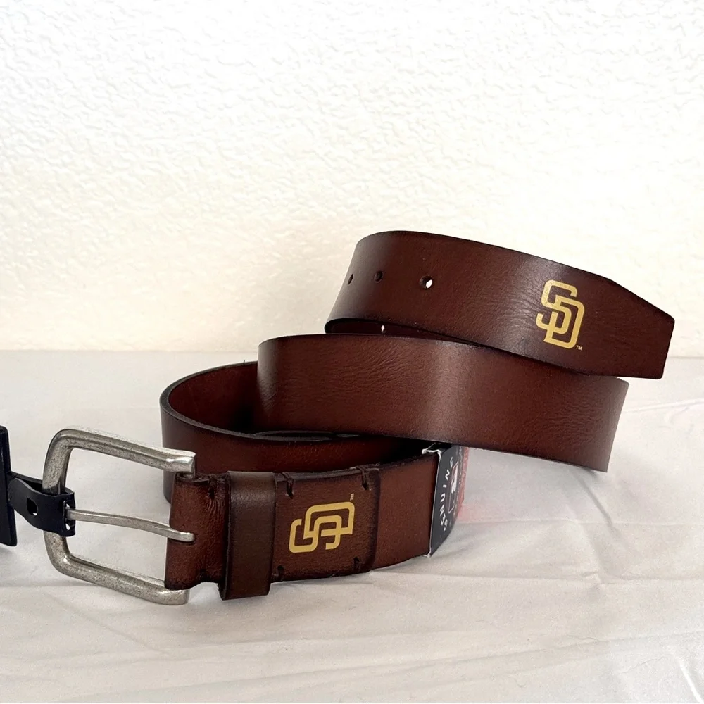 MLB Genuine Merch “San Diego Padres” Team Men’s Leather Belt, Cognac XL NWT - Picture 5 of 6